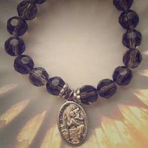 2 for $25 Grey Brown Bracelet Saint Christopher